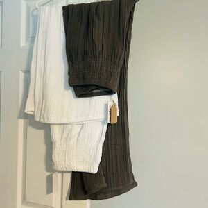 Women's White and Brown Pants